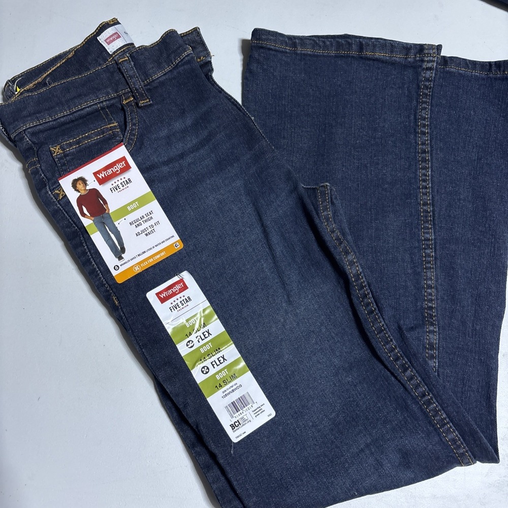NWT Wrangler Flex Sz 14 Slim Boot Cut Red 5 Star Adjust to Fit Waist Pant